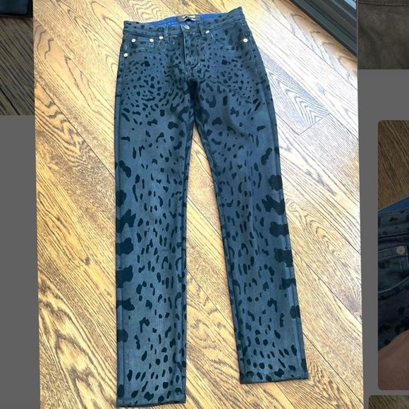 Robert Cavalli Black Leopard Print coated finish straight leg jean - Picture 1 of 8